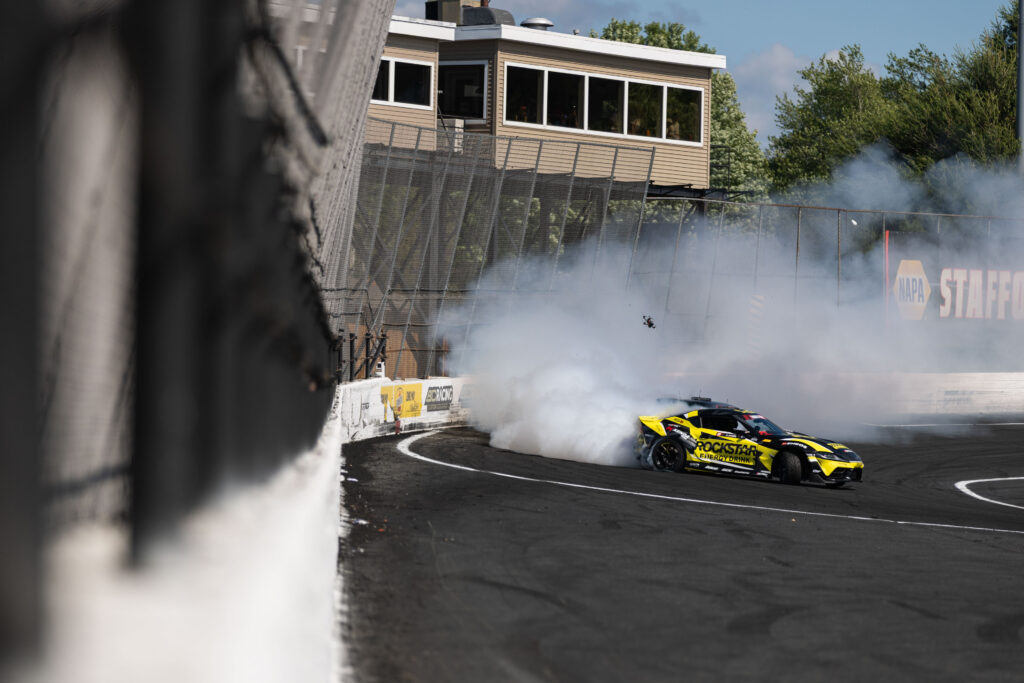 Aasbo experiences a rare drivetrain issue that forced him out of competition early at the Stafford round.